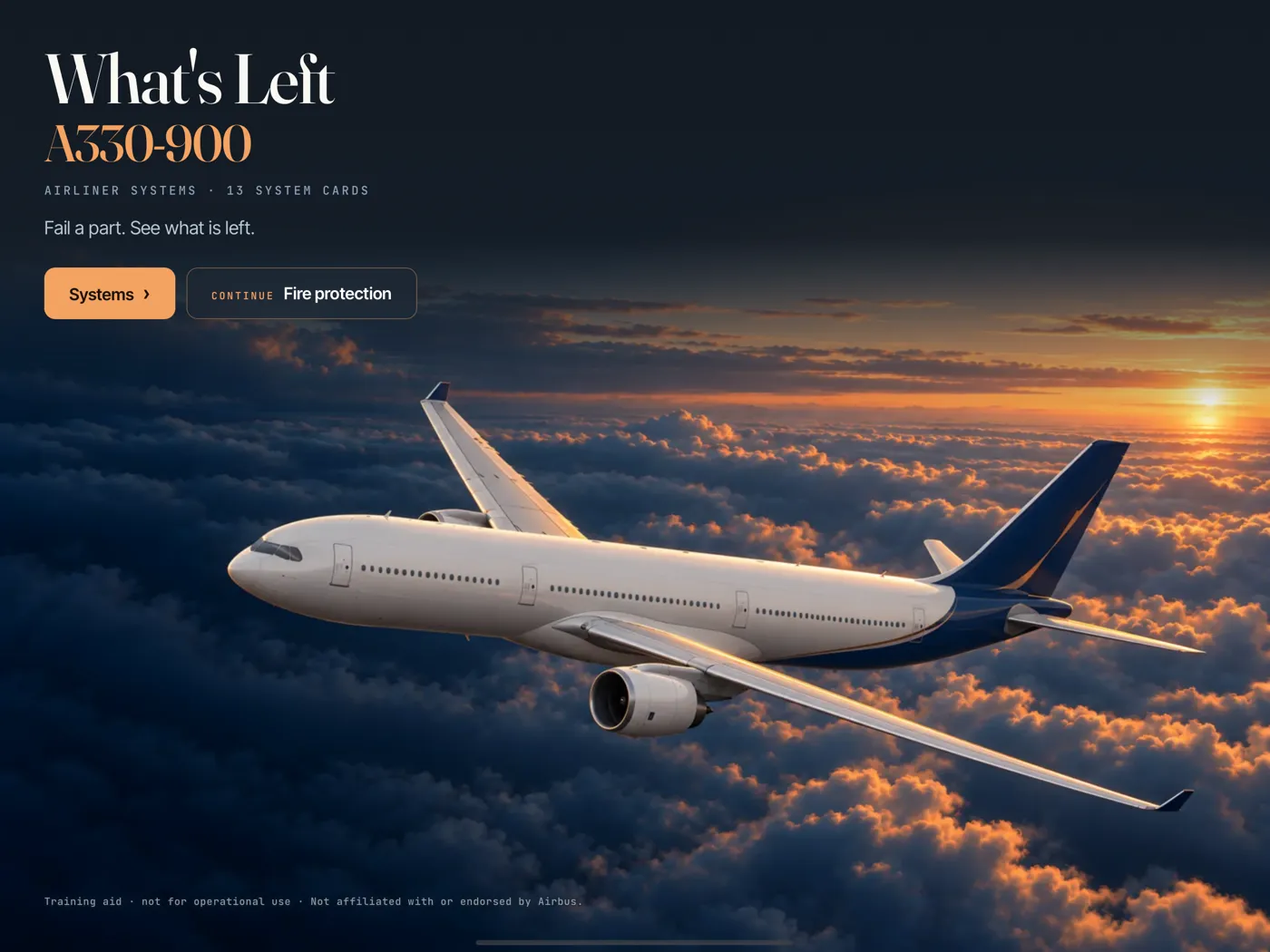 What's Left auf dem iPad: Title screen mit einem Airliner über den Wolken